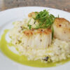 Vessel NOLA Pan Seared Diver Scallops with Tart & Creamy Lemon Truffle Risotto with Chive Oil
